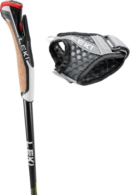 LEKI Flash Carbon Ραβδοί Nordic Walking, πράσινο μεταλλικό-μαύρο-νέον κίτρινο