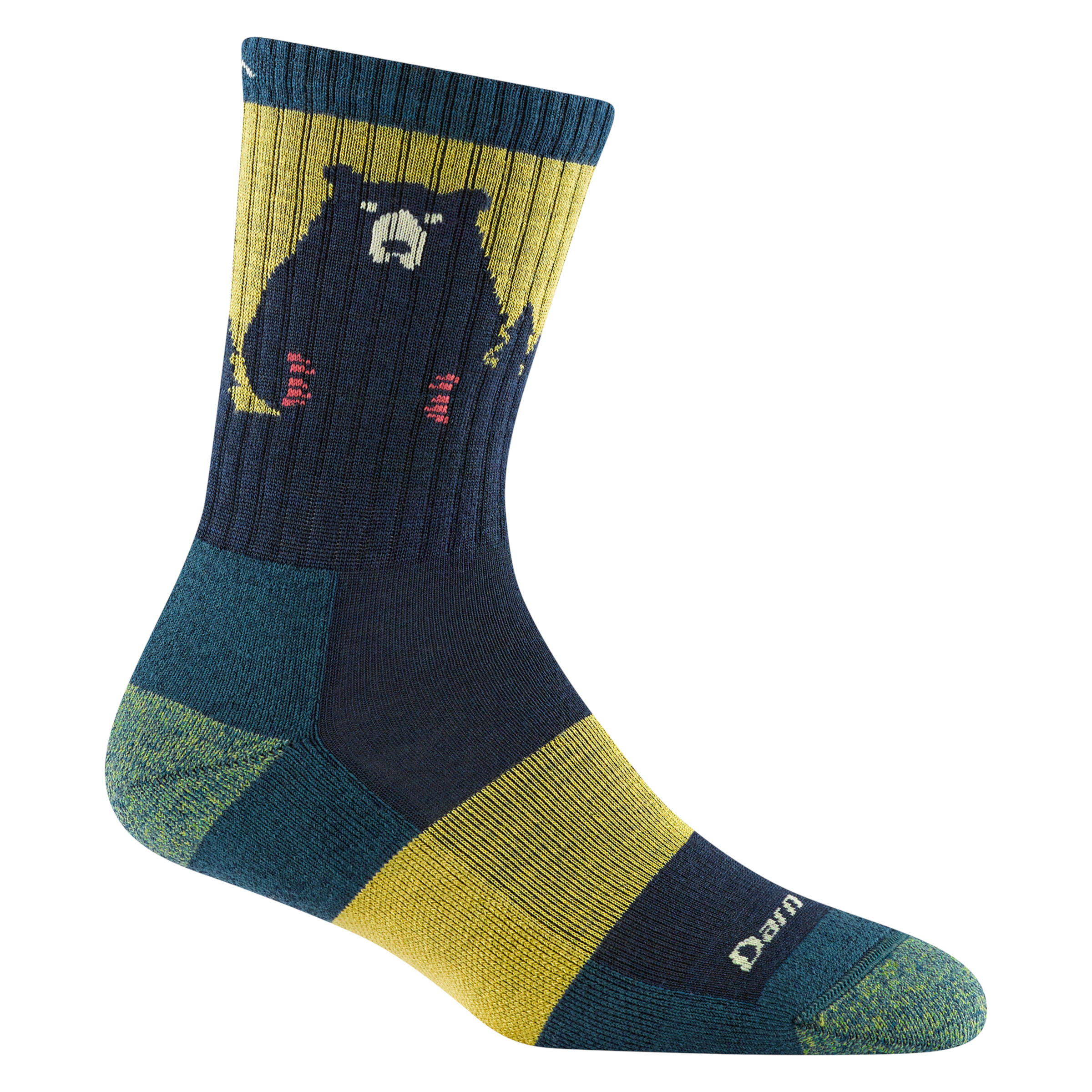 Darn Tough Bear Town Micro Crew pohodniške nogavice z blaženjem, Dark Teal