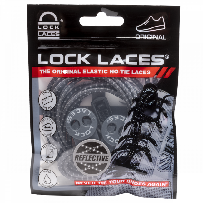 Lock Laces Κορδόνια Παπουτσιών, Ανακλαστικό Σκούρο Γκρι