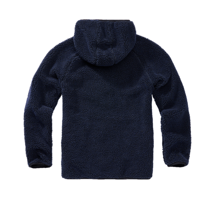 Brandit Worker Μπουφάν Fleece με Κουκούλα Teddyfleece, Ναυτικό Μπλε