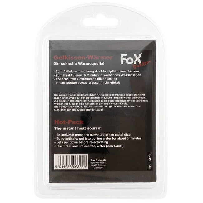 Fox Outdoor Hot Pack Στιγμιαία Πηγή Θερμότητας Επαναχρησιμοποιήσιμη, διάφανο