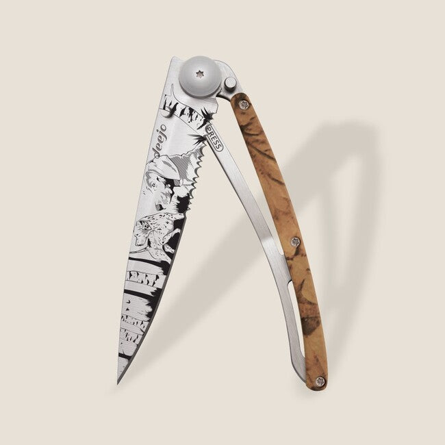 Deejo Tattoo Μαχαίρι Πτυσσόμενο Serration, brown camo Hunting Day