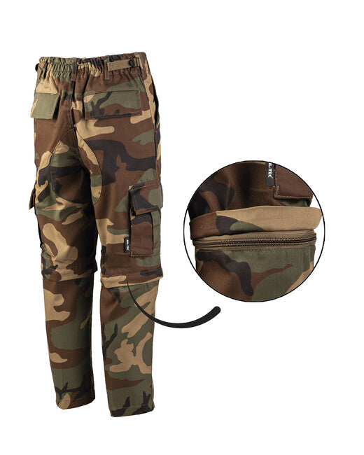 Mil-Tec US BDU παντελόνι παιδικό ZIP-OFF, woodland