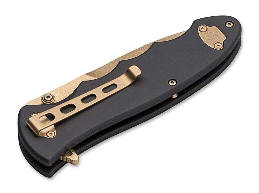 BÖKER® LEOPARD-DAMAST III Μαχαίρι 9,5 cm, Χρυσό Μαύρο Αλουμίνιο