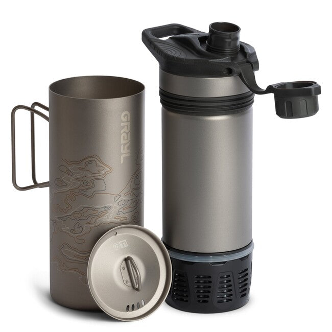 GRAYL GeoPress™ Titanium Purifier φιλτραρισμένο μπουκάλι + Cook Lid, Covert Black