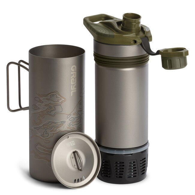 GRAYL GeoPress™ Purifier φιλτραρίσιμο μπουκάλι Titanium + Cook Lid, Olive Drab