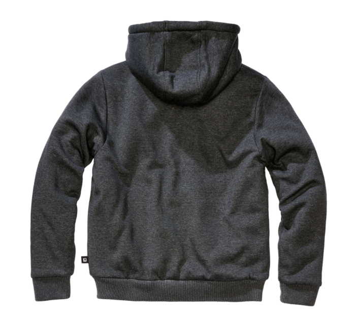 Brandit Sweatjacket Φούτερ Ανδρικό με Ζεστή Ενδιάμεση Επένδυση Teddylining, Μαύρο Melange