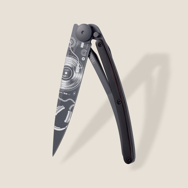 Deejo Tattoo Μαχαίρι Πτυσσόμενο Black Ebony Wood Vinyl