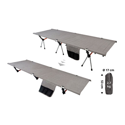 BasicNature Κρεβάτι Κατασκήνωσης Υπερυψωμένο, 190 cm, γκρι