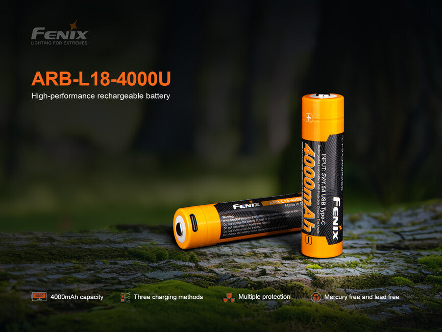 Fenix 18650 Επαναφορτιζόμενη Μπαταρία USB-C 4000 mAh (Li-Ion)