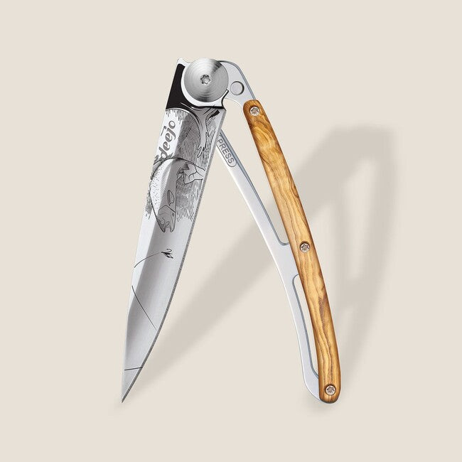 Deejo Tattoo Mirror Αναδιπλούμενο Μαχαίρι Olive Wood Trout
