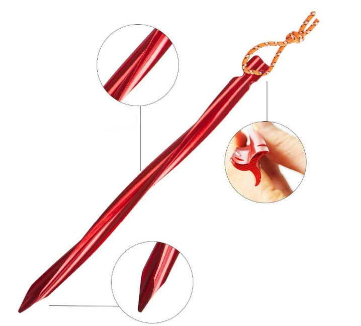 BasicNature Y-Stake Spiral Πάσσαλοι Σκηνής 25 cm, κόκκινο, 6 τεμ.