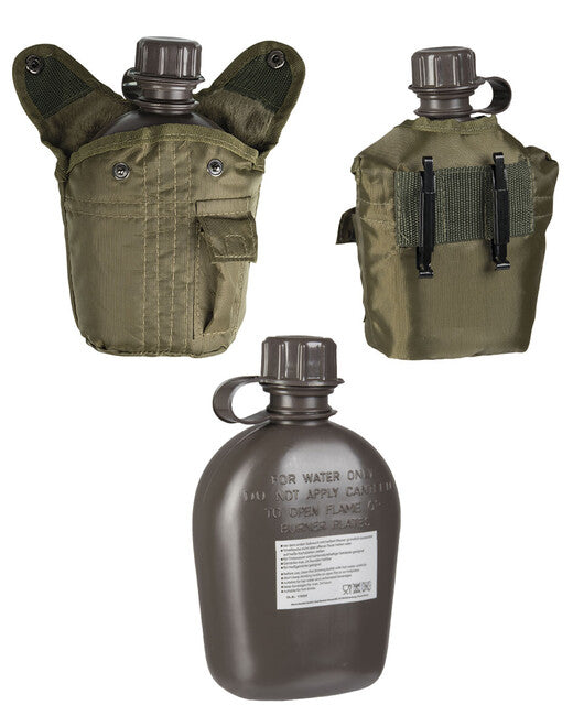 Mil-Tec US IMPORT Πολεμική Φιάλη 1L με Θήκη, Λαδί