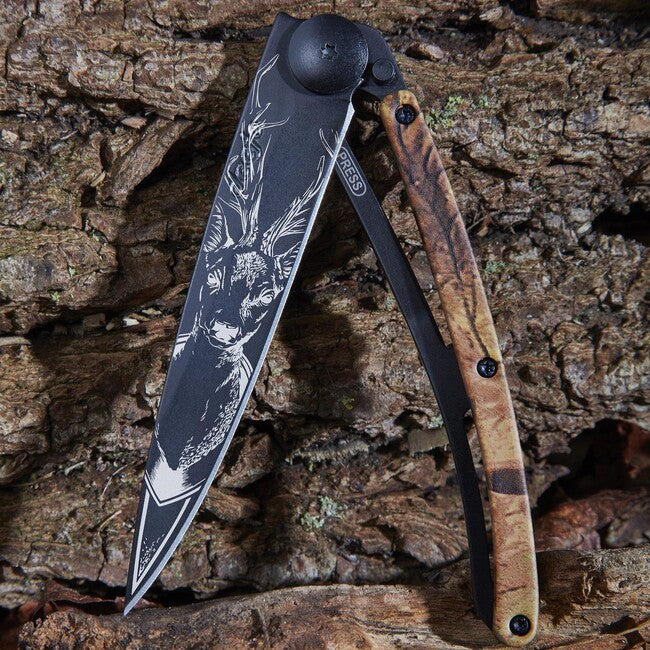 Deejo Tattoo Μαχαίρι Που Κλείνει, Μαύρο Καφέ Camo Deer