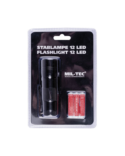 Mil-Tec Φακός 12 LED, Μαύρο