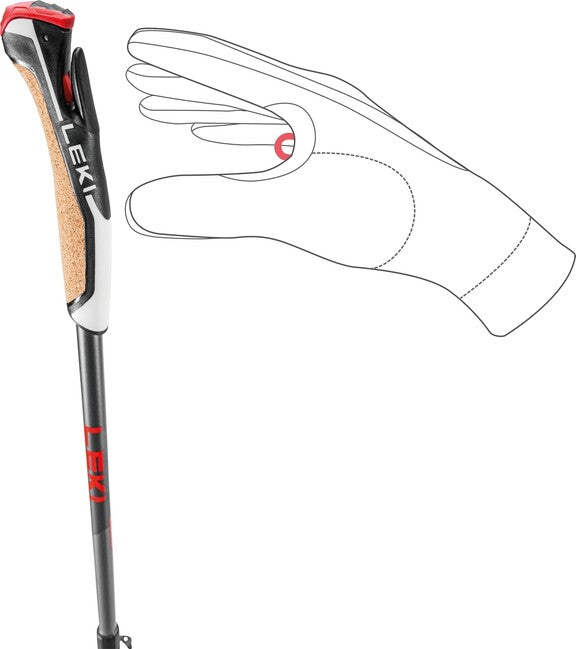 LEKI Ραβδοί Nordic Walking Instructor Lite, Σκούρο Ανθρακί-Ασημί Γκρι-Φωτεινό Κόκκινο, 100 - 125 cm