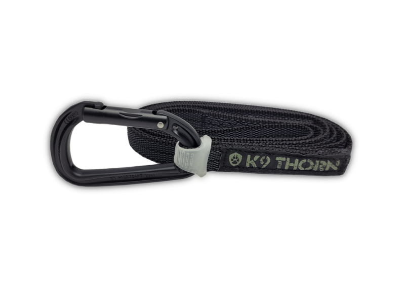 K9 Thorn Δερμάτινο Λουρί Anti-Slip με Καραμπίνα Petzl, Μαύρο, XL