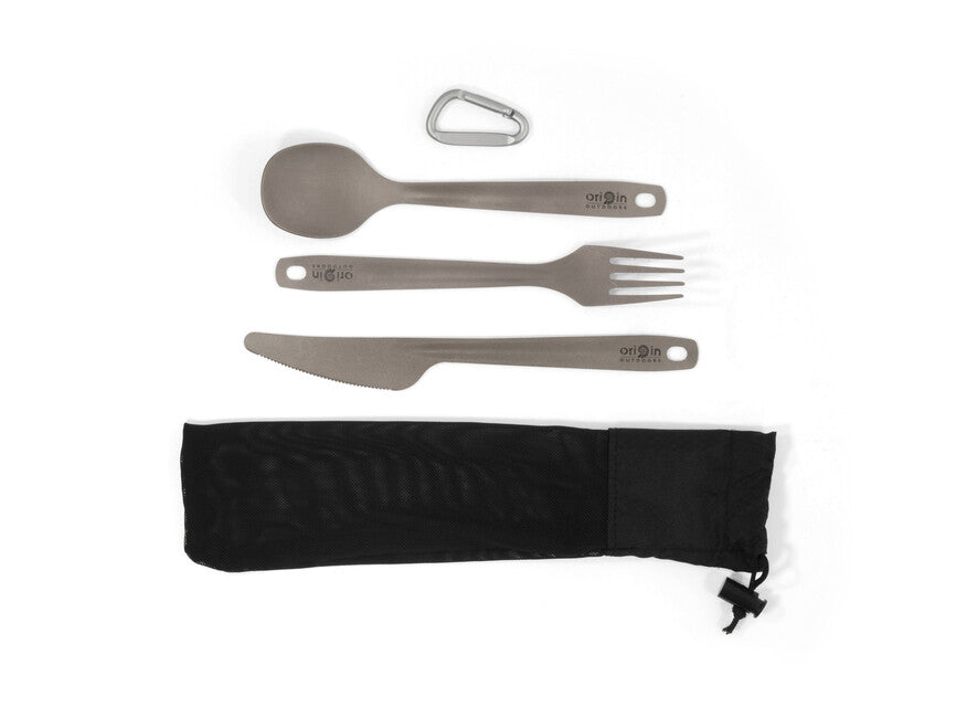 Origin Outdoors Titanium Τιτανένιο Σετ Μαχαιροπίρουνων 3 τεμαχίων με Καραμπίνερ