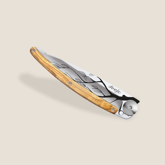 Deejo Tattoo Mirror Αναδιπλούμενο Μαχαίρι olive wood Tree