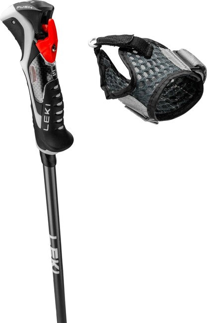 LEKI Carbon 14 3D Μπαστούνια Σκι Κατάβασης, Μαύρο/Σκούρο Ανθρακί/Ανοιχτό Κόκκινο