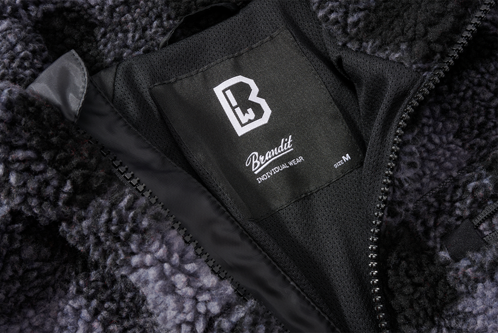 Brandit Teddyfleece Μπουφάν Fleece, Μαύρο/Γκρι