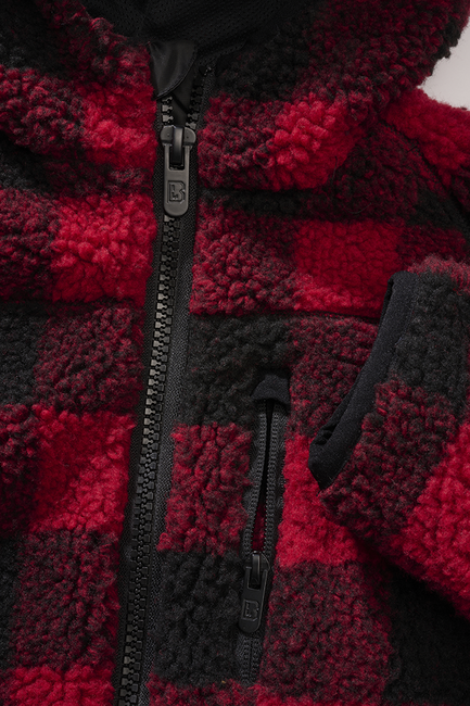 Brandit Teddyfleece Μπουφάν Παιδικό με Κουκούλα, Κόκκινο/Μαύρο