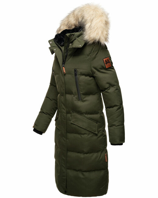 Marikoo Schneesternchen zimska jakna ženski s kapuco, olivno zelena