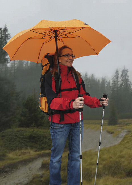 EuroSchirm TeleScope Handsfree τηλεσκοπική ομπρέλα πεζοπορίας με προστασία UV και στερέωση σακιδίου πλάτης, πορτοκαλί