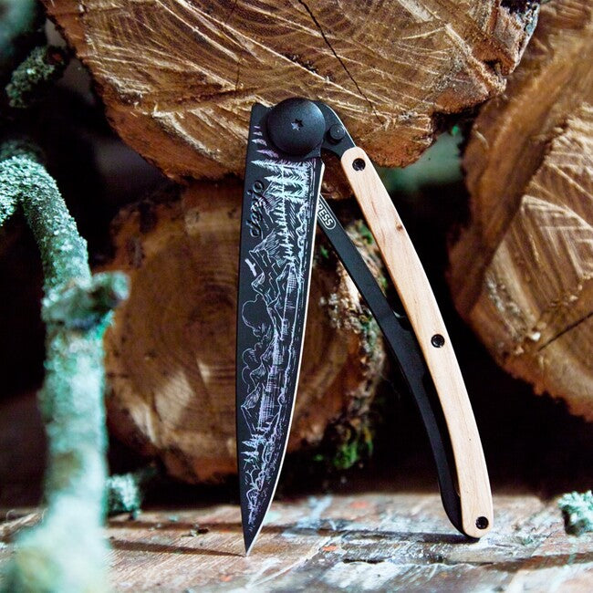 Deejo Tattoo Μαχαίρι Αναδιπλούμενο, Μαύρο Juniper Wood Mountain