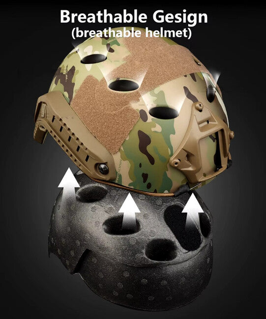 DRAGOWA Tactical Fast PJ Τακτικό Κράνος με Γυαλιά Bolt, γκρι (χωρίς πιστοποίηση)
