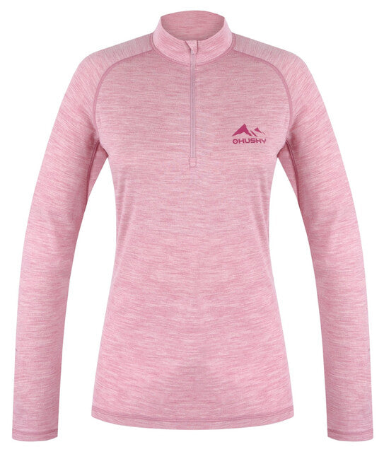 HUSKY Merino Merow Zips θερμικό μπλουζάκι μακρυμάνικο, ροζ ξεθωριασμένο