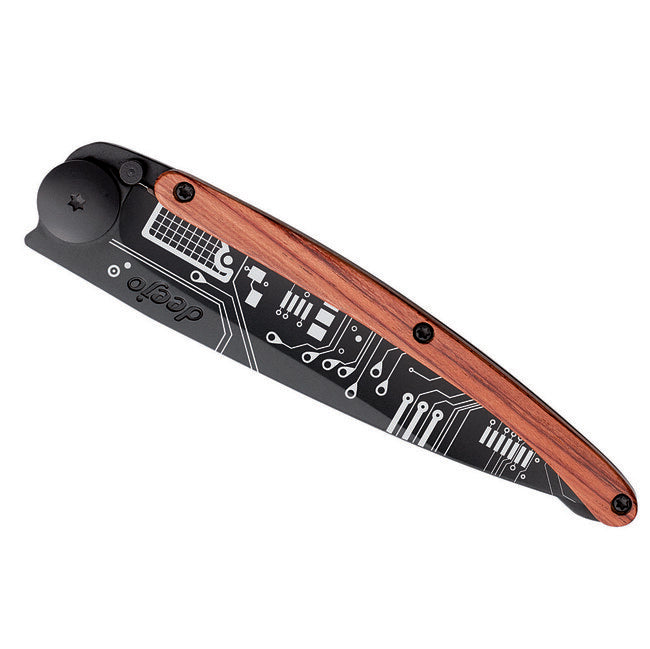 Deejo Tattoo Μαχαίρι Circuit Board, Black coralwood
