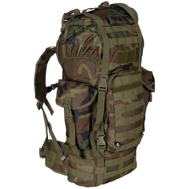 MFH MOLLE Σακίδιο Πλάτης 65L, Αλουμινένια Ράβδος, Woodland