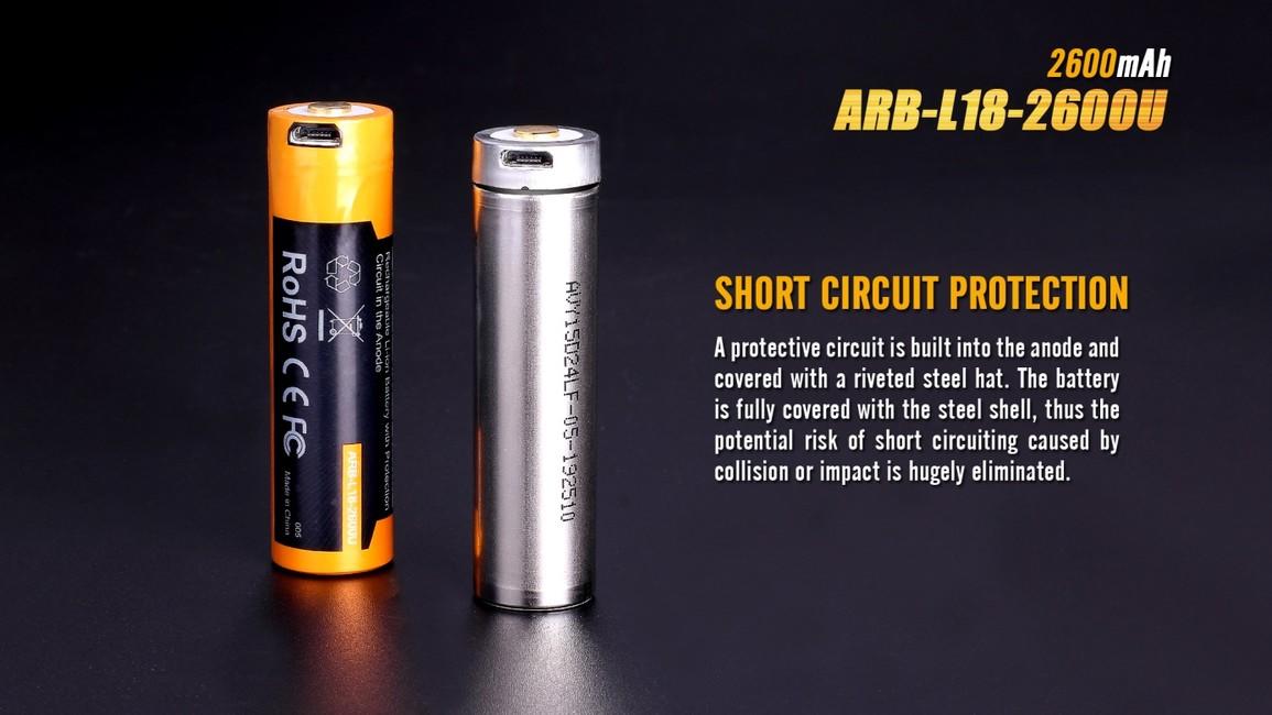Fenix 18650 μπαταρία USB Li-Ion 2600 mAh