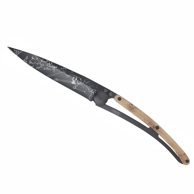 Deejo Tattoo Μαχαίρι με Κλείσιμο Μαύρο Ξύλο Juniper Ski