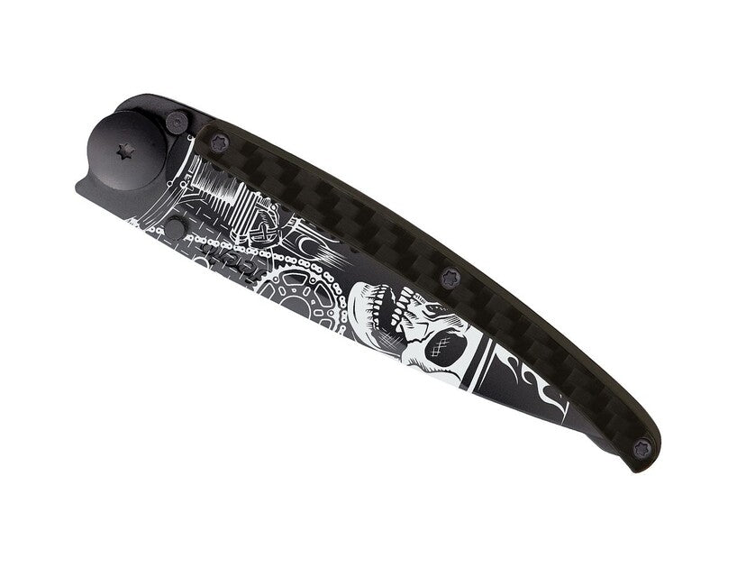 Deejo Tattoo Serration Μαχαίρι Πτυσσόμενο με Δόντι Carbon, Ride or Die