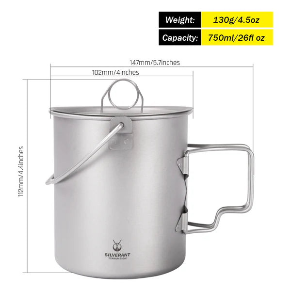 Silverant Τιτανένια Κούπα με Καπάκι 750 ml