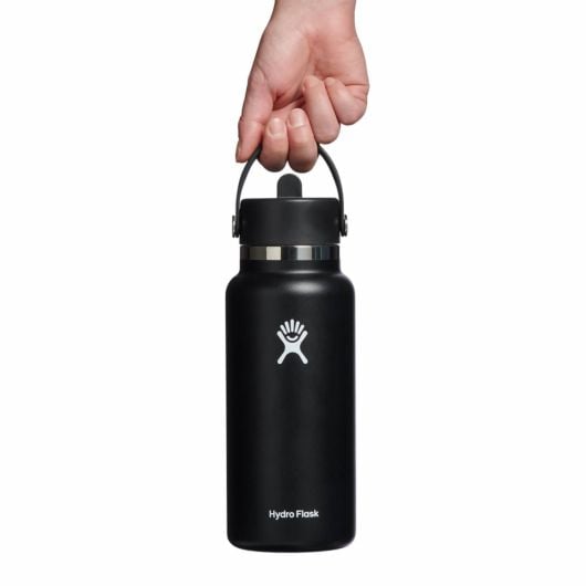 Hydro Flask Wide Flex Straw Cap Θερμική φιάλη με καλαμάκι 32 OZ 946 ml Ευρεία, μαύρο