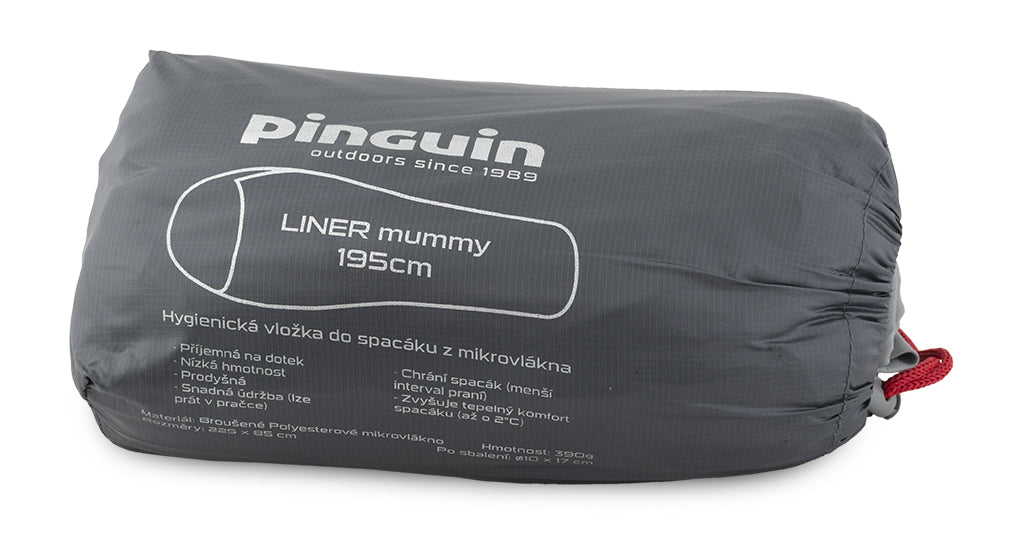 Pinguin Liner Mummy υγιεινική θήκη ύπνου σε σχήμα μούμιας, γκρι, 195cm