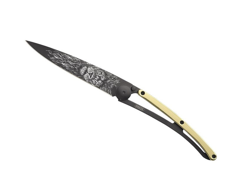 Deejo GOLD Tattoo Μαχαίρι Αναδιπλούμενο 23kt yellow, Lion