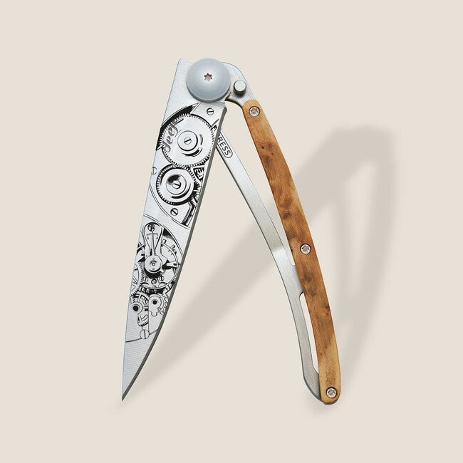 Deejo Horlogéria Μαχαίρι Πτυσσόμενο Juniper Wood Grey Titanium Watchmaker