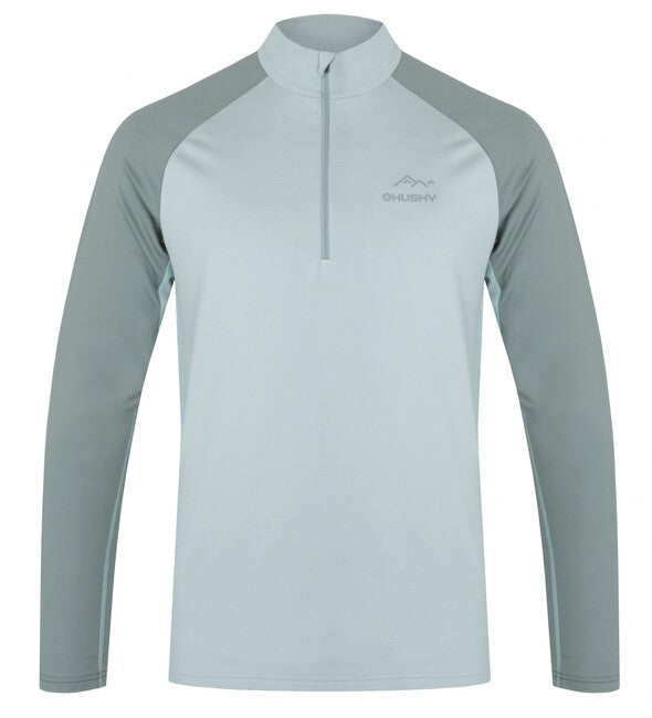 HUSKY Tromi Zip μπλουζάκι θερμό με φερμουάρ ανδρικό, ξεθωριασμένο πράσινο