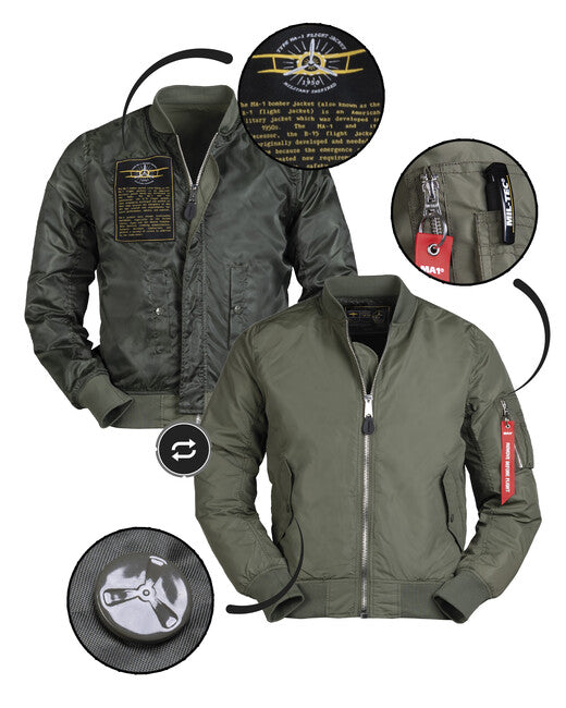 Mil-Tec US MA1 λεπτό μπουφάν bomber, λαδί