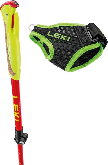 LEKI Ultratrail FX Junior δαδούχος trail running, φυσικό carbon-ανοιχτό κόκκινο-νέον κίτρινο, 95 - 110 cm