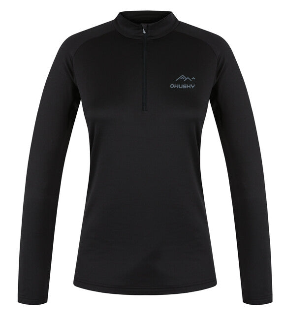 HUSKY Active Winter θερμικό μπλουζάκι μακρυμάνικο με τρία zips, μαύρο, L