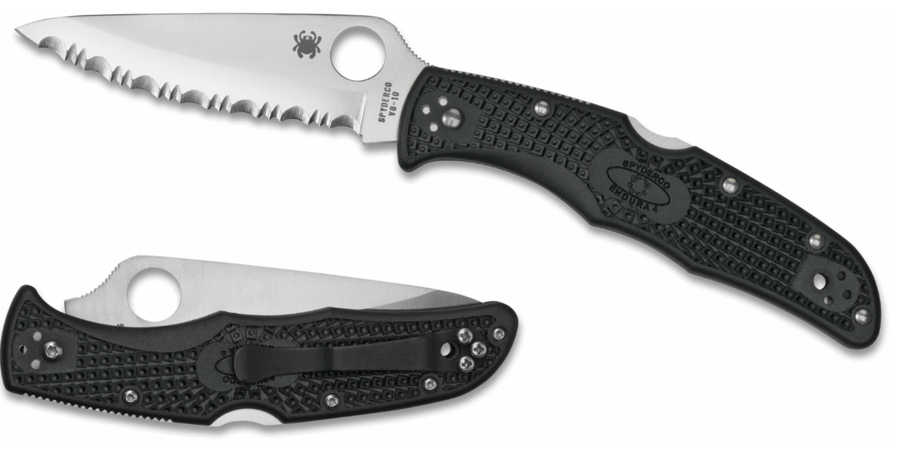 Spyderco Endura 4 Lightweight Σπαθί Τσέπης Serrated 9,5cm, Μαύρο, FRN