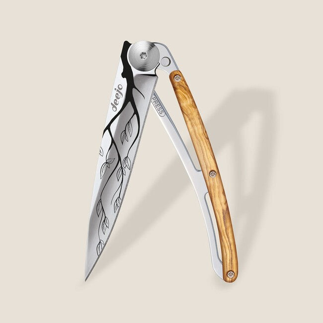 Deejo Tattoo Mirror Αναδιπλούμενο Μαχαίρι olive wood Tree