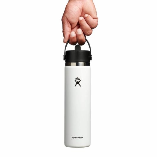 Hydro Flask Wide Mouth 24 OZ θερμική φιάλη με στόμιο Flex Straw Cap 710 ml Ευρύ, λευκό