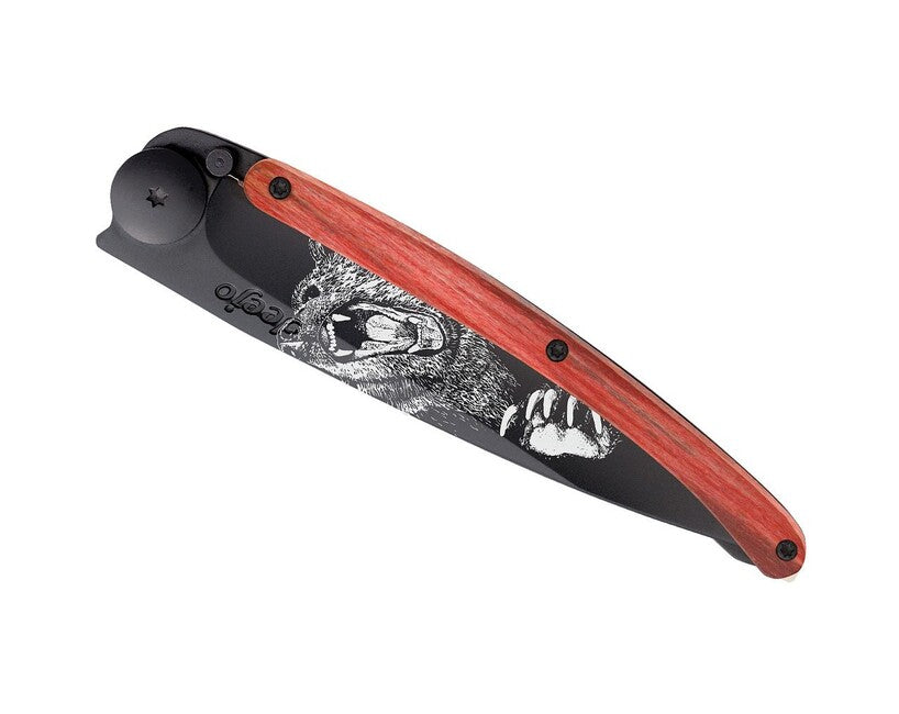 Deejo Tattoo Αναδιπλούμενο Μαχαίρι Grizzly, Black red beech