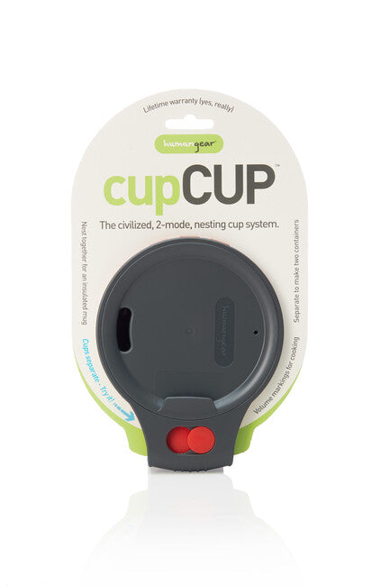 Humangear CupCUP 2v1 τουριστικό κύπελλο με ενσωματωμένο επιπλέον κύπελλο και καπάκι, ανθρακί-κόκκινο